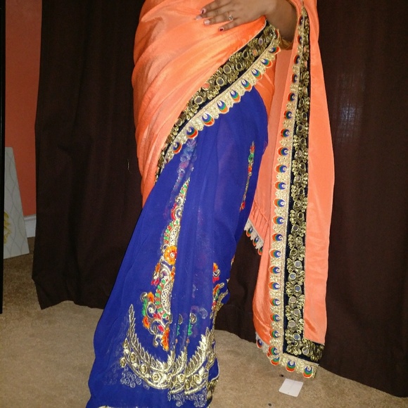Gorgette embroidery saree - Picture 2 of 7